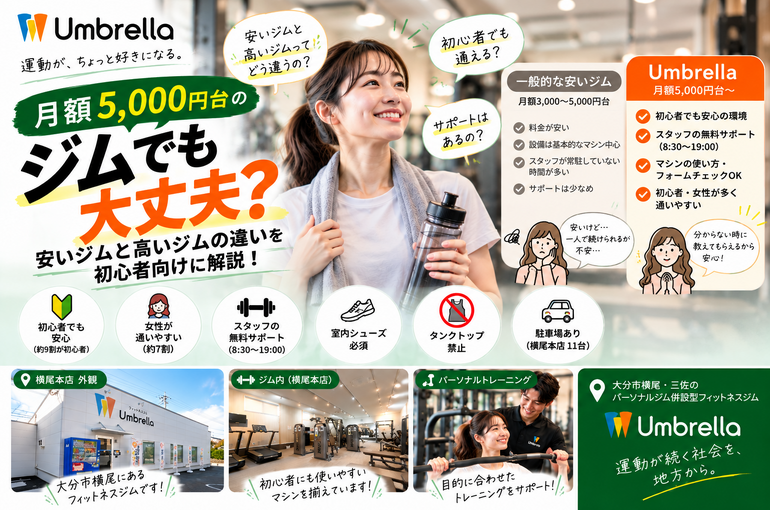 初心者に優しいUmbrellaフィットネスジム